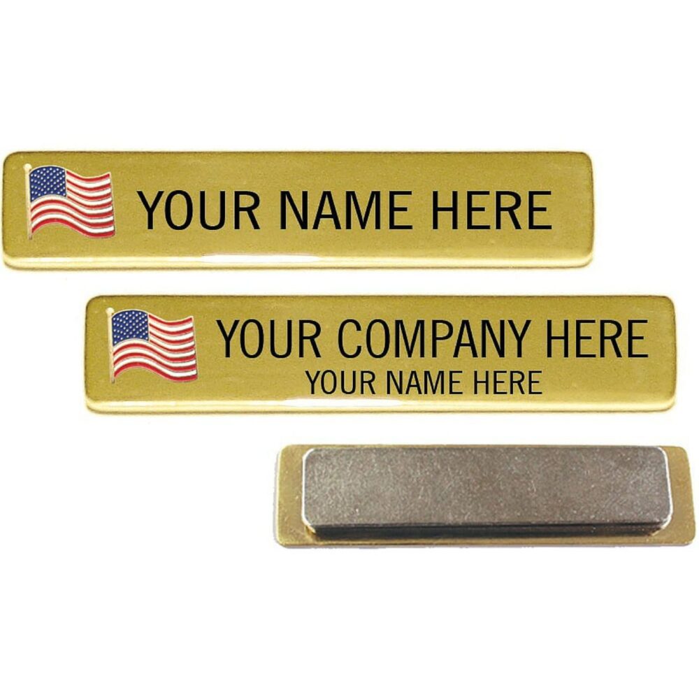 Patriotic Engraved Nameplate with USA Flag (One or Two Lines)