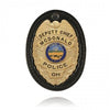 Boston Leather Oval Recessed Badge Holder with Clip and Chain