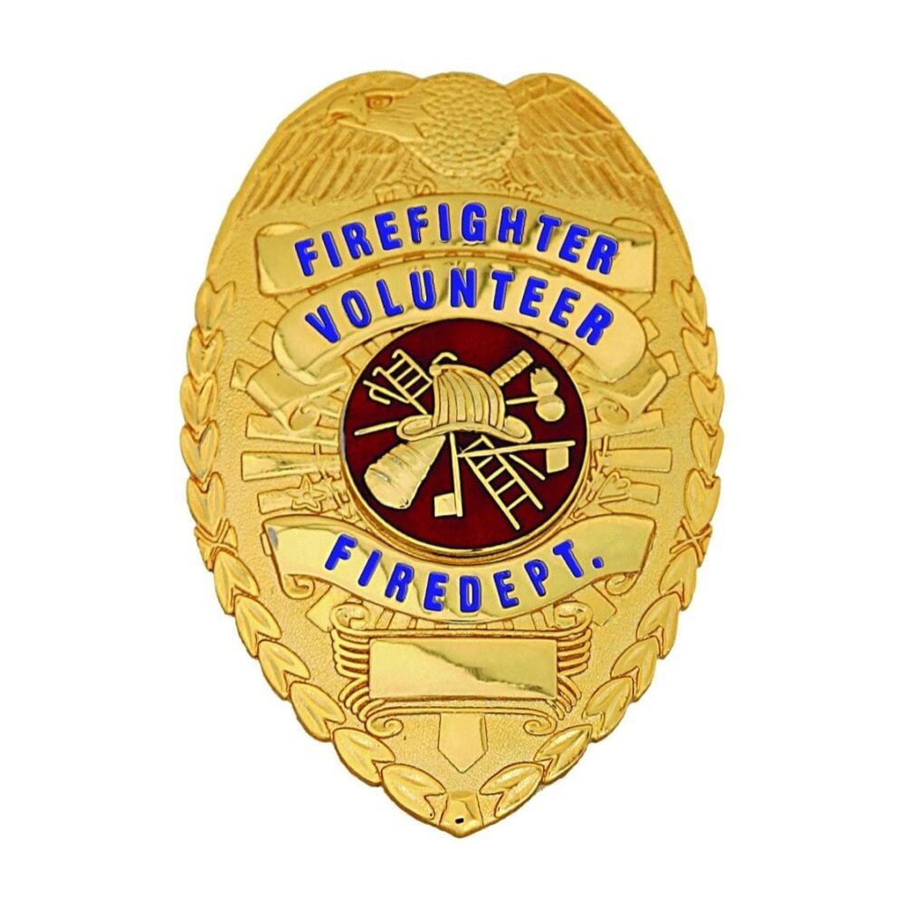 Volunteer Firefighter Badge - Gold - Badges & Accessories