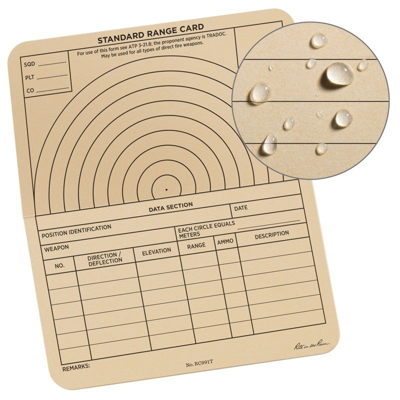 Rite in the Rain 6 X 5 Combat Range Card - Newest Products