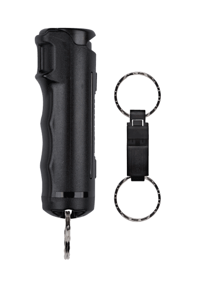 Sabre Pepper Gel with Quick Release Whistle Keychain - Black