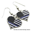 Thin Blue Line Thin Blue Line Heart Earrings, Rhinestone