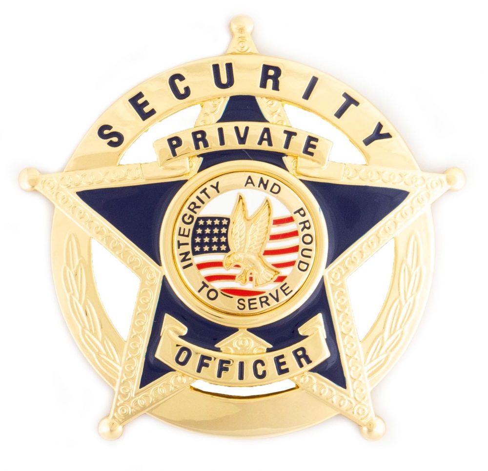 Private Security Officer Gold 5-Star in Circle Badge - Stock Badges