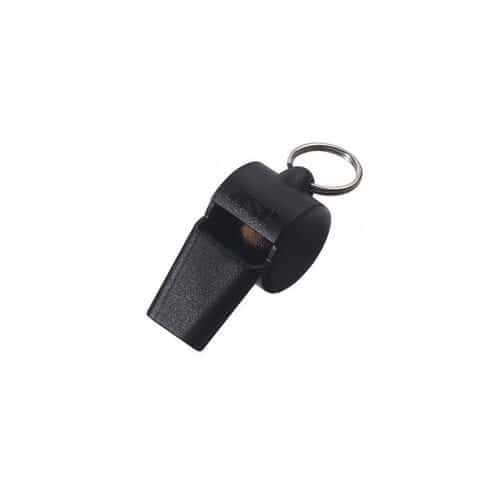 Black whistle with keyring, perfect for coaches, referees, or sports events for clear signaling and communication.