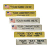 Customizable nameplates featuring American flags, perfect for personal or professional use.