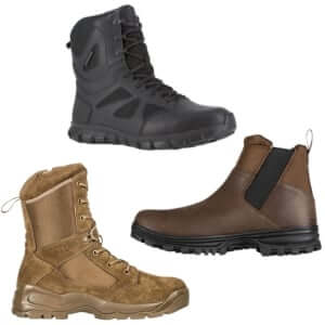 Sturdy boots collection for first responders and outdoor enthusiasts, featuring tactical and waterproof styles.
