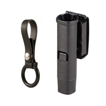 Baton pouch and holder designed for police and security use, ensuring quick access and secure carrying.