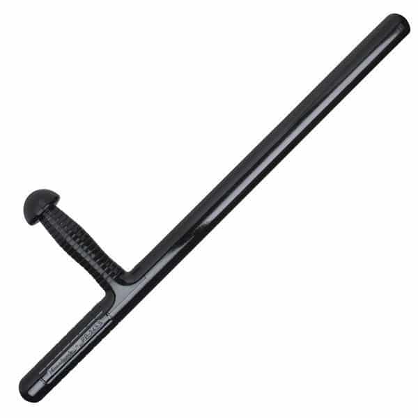 Black fixed baton featuring a textured grip, ideal for law enforcement and security applications. Durable and reliable tactical gear.