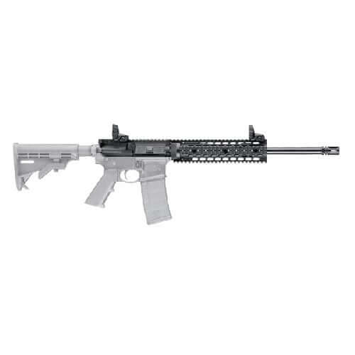 Image of a rifle showcasing a sleek design, featuring a modern stock and tactical rail system for accessories.