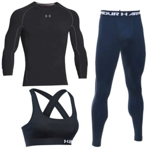 Baselayer collection featuring a long-sleeve top, leggings, and sports bra for ultimate comfort and performance.