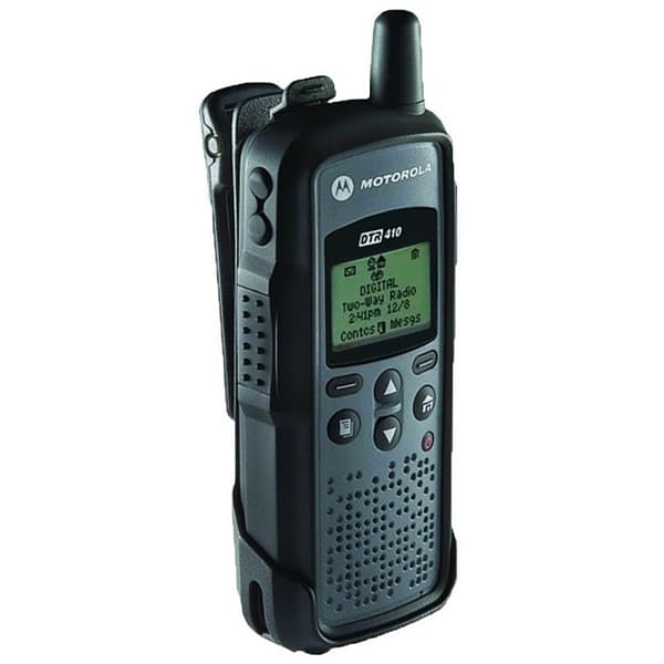 Motorola digital two-way radio with clear display and ergonomic design, ideal for reliable communication in various environments.