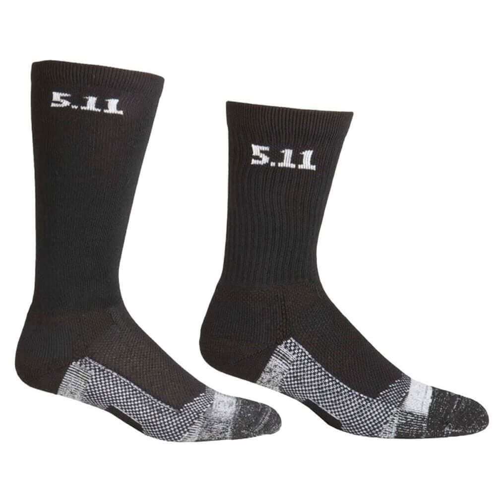 5.11 Tactical black socks for comfort and durability, ideal for professionals like police and firefighters.