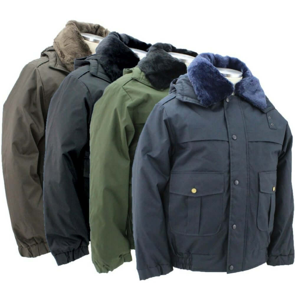 Assorted duty outerwear jackets in various colors, showcasing premium quality and professional style for optimal warmth and comfort.