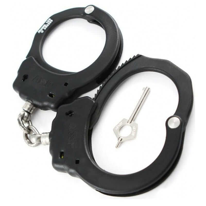 Durable ASP handcuffs with key, ideal for law enforcement and security professionals. Reliable and sturdy design.