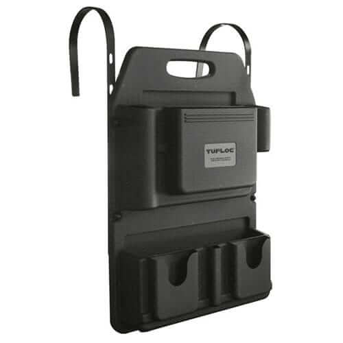 Tufloc black seat organizer with multiple storage compartments for effective vehicle organization.