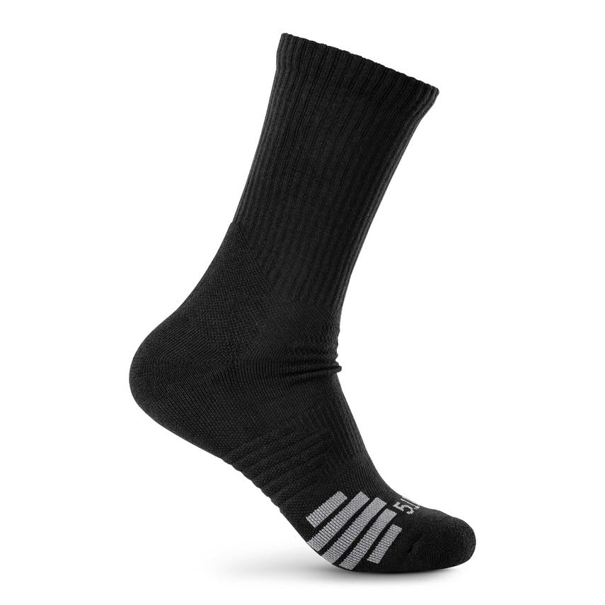 5.11 Tactical Duty Ready Plus Crew Socks 3-Pack MPN 10044 black from right side angle