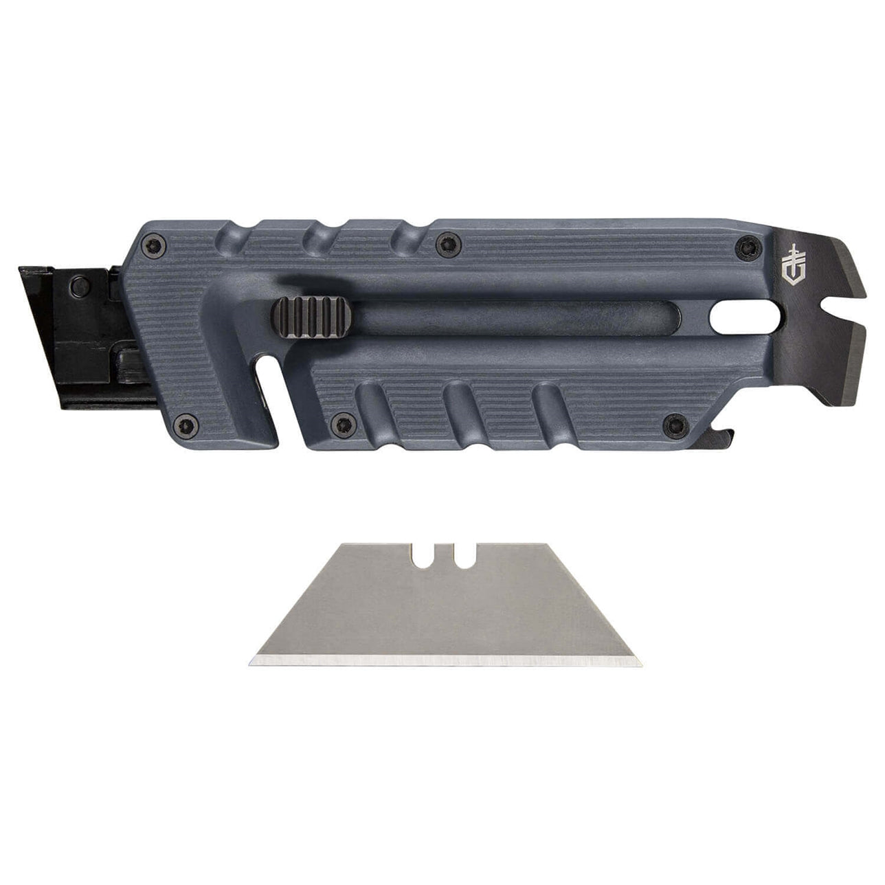 Multitool with a blade on a white background