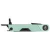 Green multi-tool with black accents on a white background