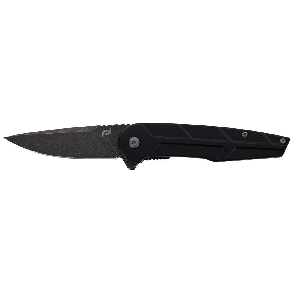 Smith & Wesson Reckon Assisted Opening Folder knife with D2 steel blade and sleek black handle design.