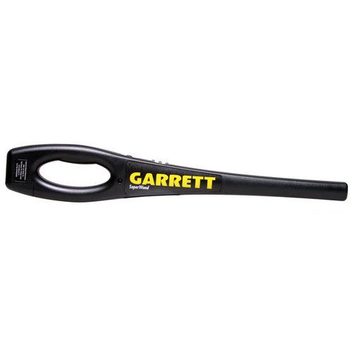 Garrett SuperWand hand-held metal detector with 360-degree detection for enhanced security screening.