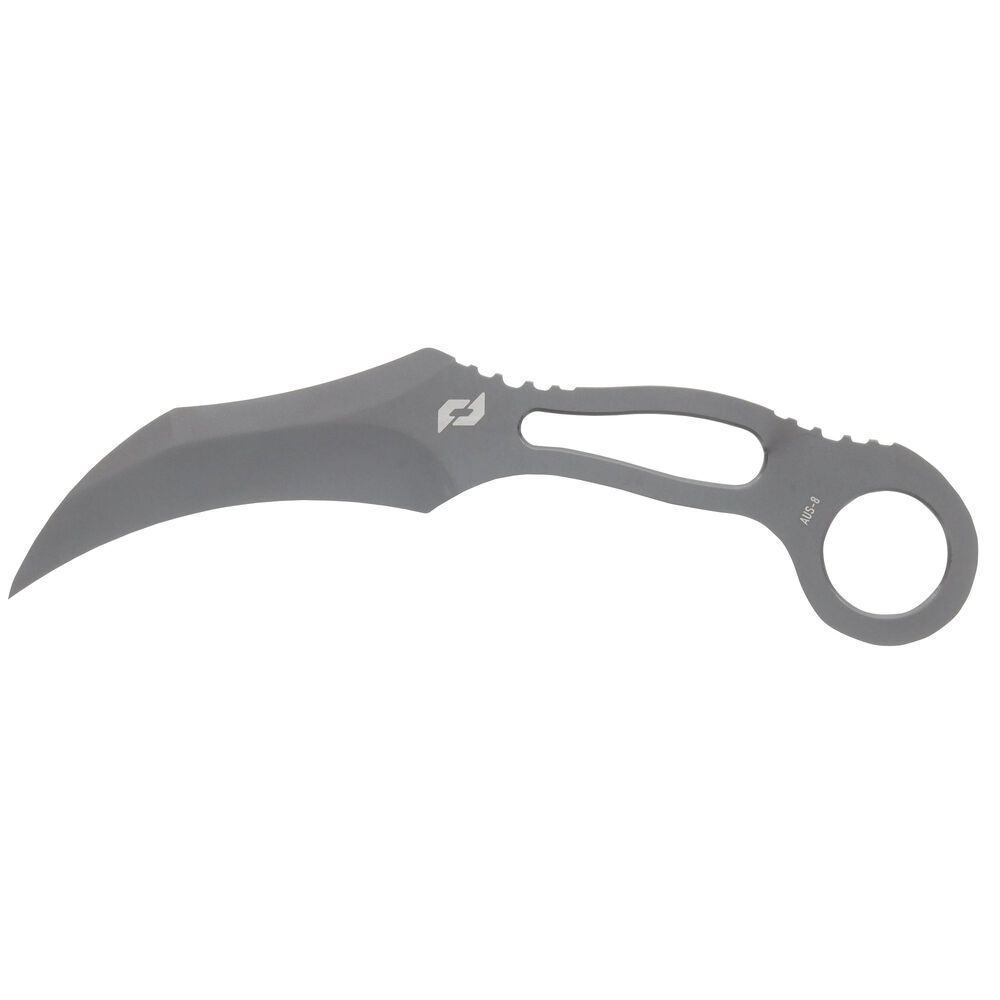 Smith & Wesson Boneyard CLR Fixed Blade knife with a Karambit design, featuring a lightweight gray handle and curved blade.