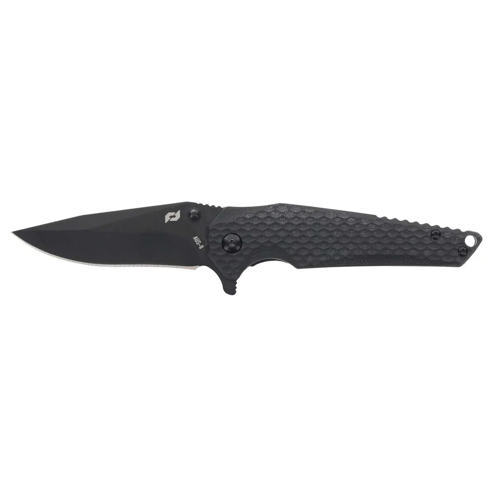 Smith & Wesson Fanatic Folder CP=3 knife with black G10 handle and clip-point blade, showcasing modern design and cutting precision.