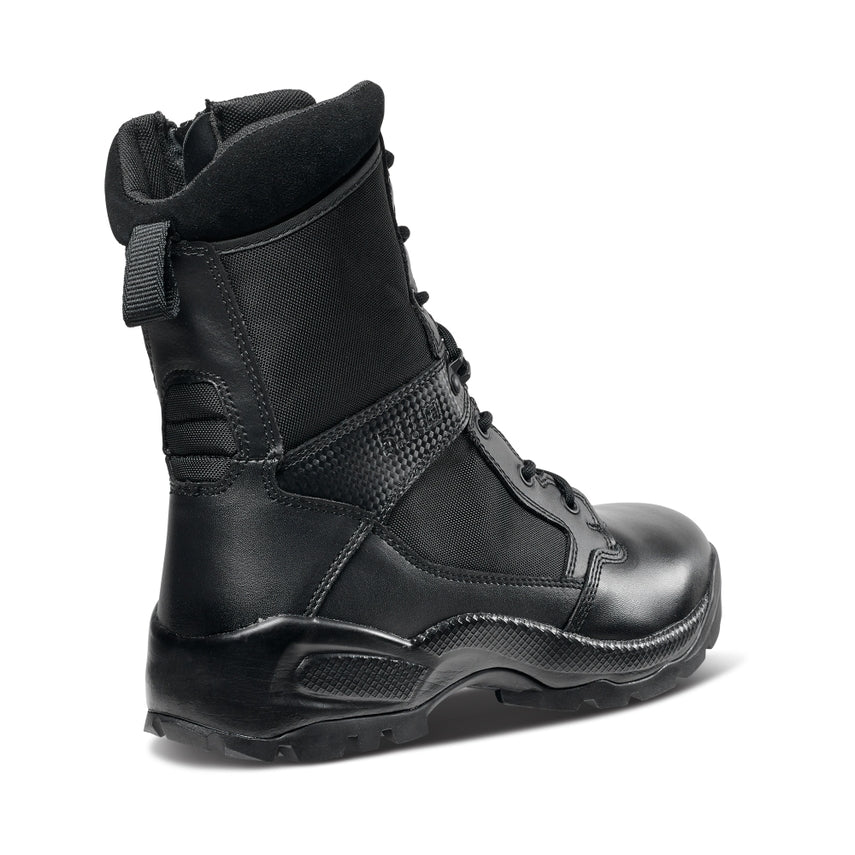 Black tactical boot on a white background