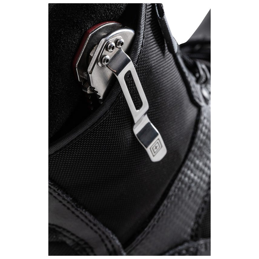 Close-up of the secure side zipper mechanism on 5.11 Tactical A.T.A.C® 2.0 8" Side-Zip Boots for easy access and comfort.