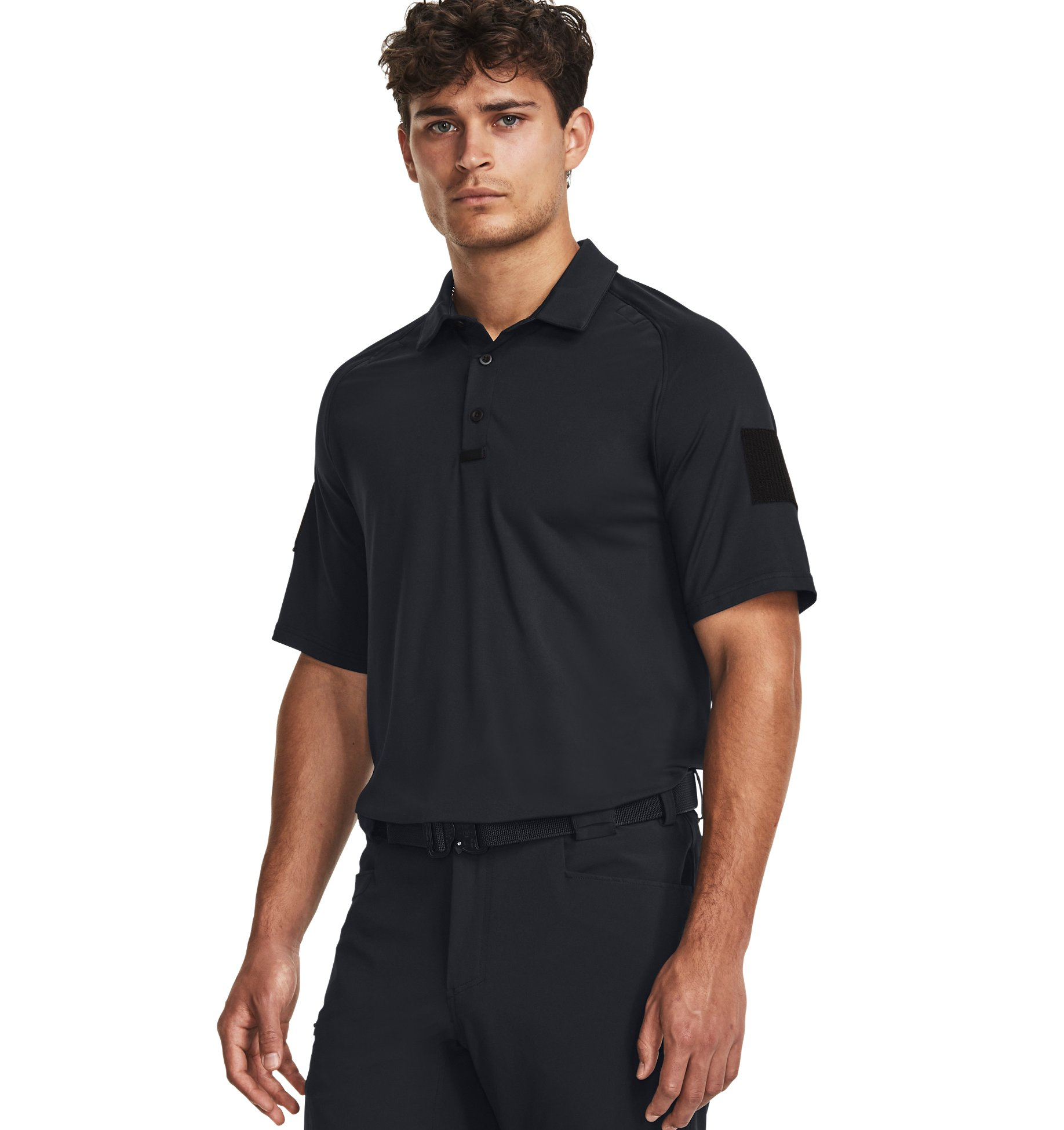 Under Armour Men's UA Tac Elite Polo 1379202 in black, featuring a comfortable fit and tactical design.