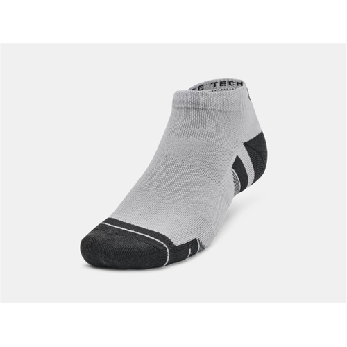 Under Armour UA Performance Tech low cut sock in gray and black, designed for comfort and performance in active lifestyles.