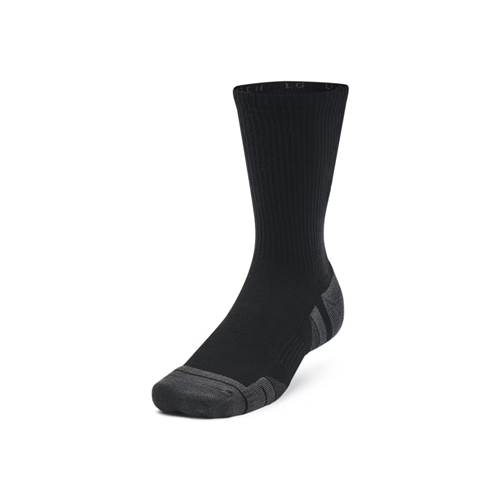 Under Armour Unisex UA Performance Tech Crew Sock in black, designed for comfort and moisture-wicking support.