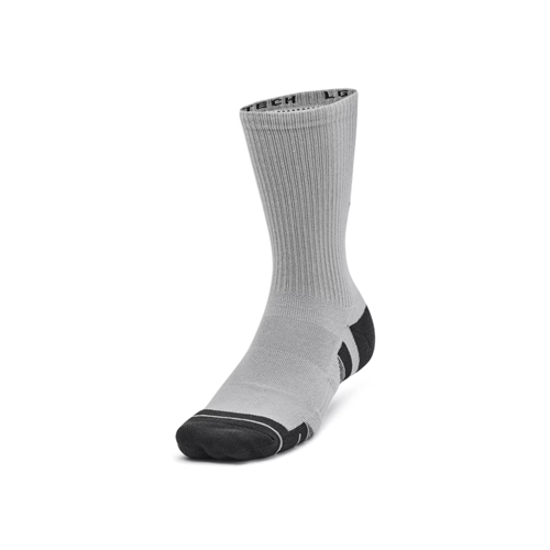 Under Armour UA Performance Tech crew sock in gray, designed for comfort, moisture-wicking, and a secure fit.