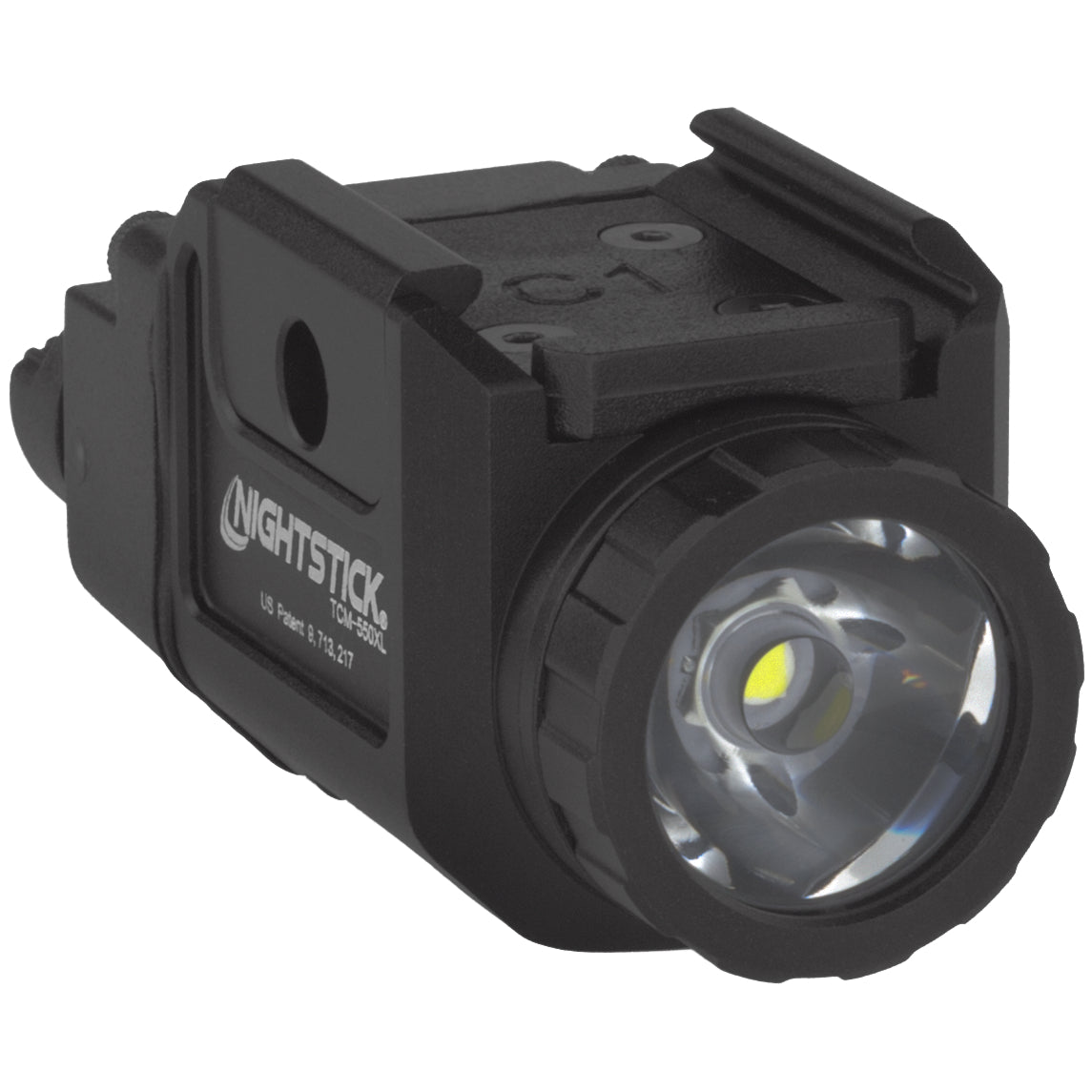 Nightstick TCM-550XL Compact Tactical Weapon Light 550 Lumens for Handguns Mounted Right side front view