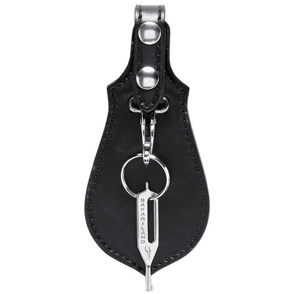 Safariland Model 168 Key Ring with heavy-duty metal spring hook and protective flap for added durability and functionality.