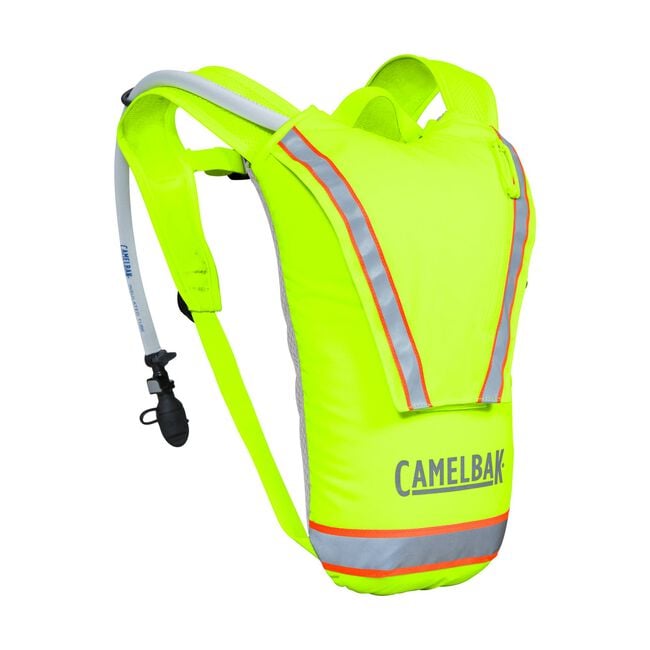 CamelBak hydration backpack in bright yellow on a white background