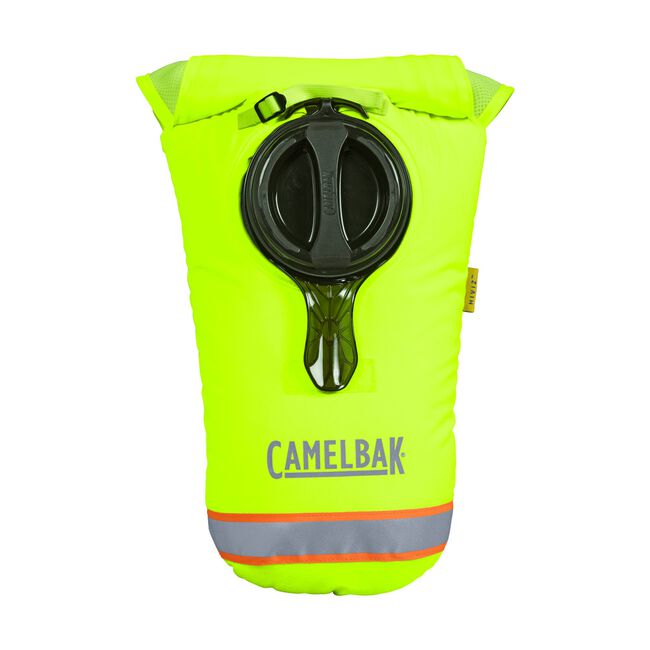CamelBak hydration pack in bright yellow on a white background
