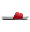 Under Armour UA Ansa Fixed Slides in red and white, featuring a comfortable fixed strap and durable EVA outsole.