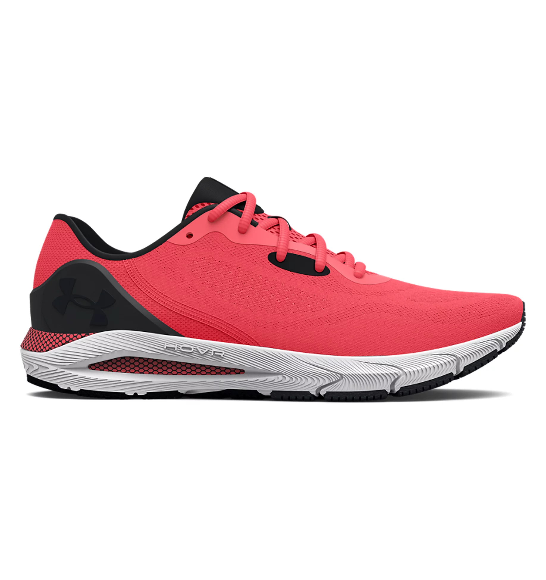 Under Armour UA HOVR Sonic 5 Running Shoes in vibrant red, designed for flexibility and breathable comfort for distance runners.