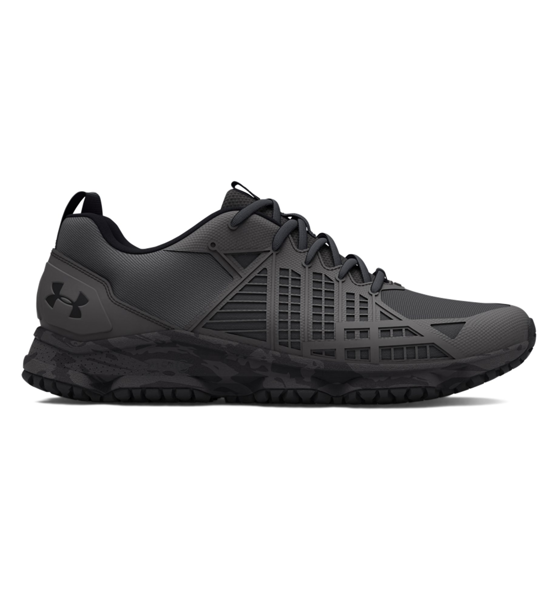 Under Armour UA Micro G Strikefast Tactical Shoes in black, featuring a breathable upper and rugged traction for tough trails.