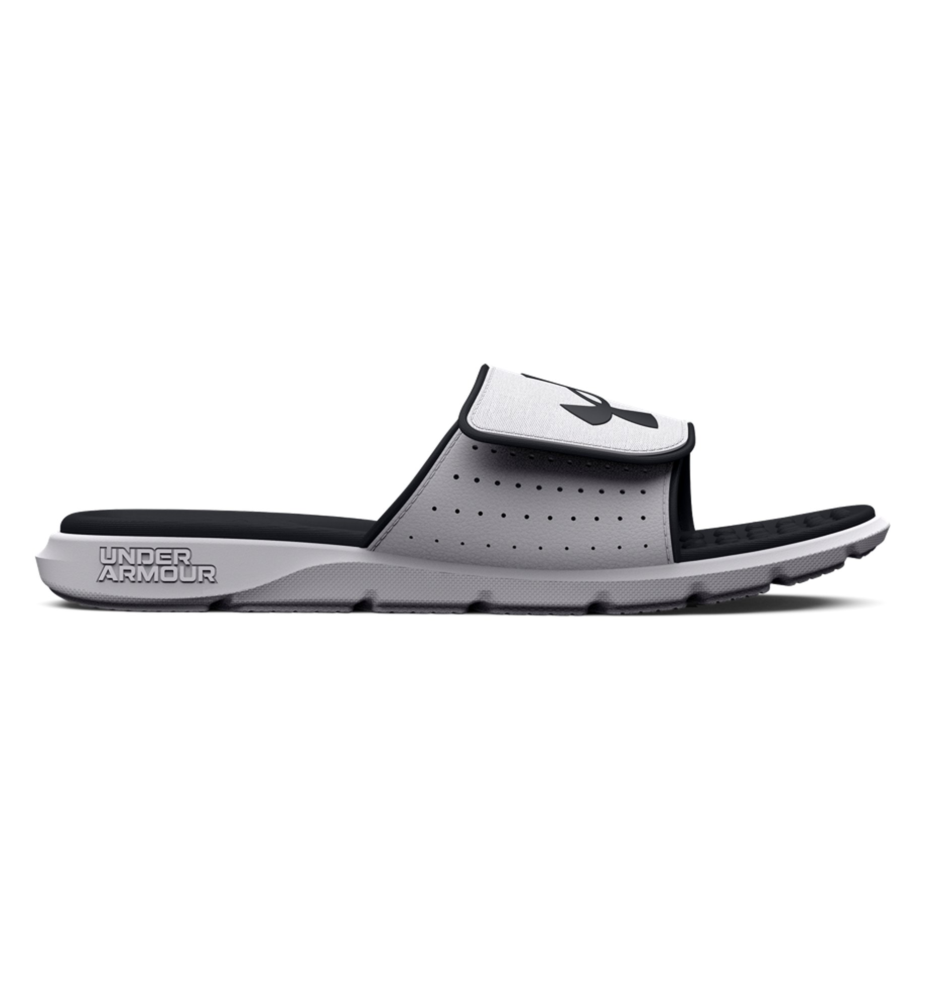 Under Armour UA Ignite Pro Slides with adjustable strap and textured foam footbed for ultimate comfort and breathability.