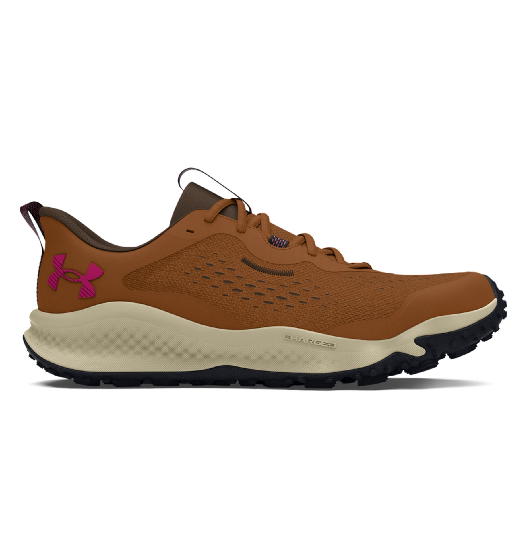 Under Armour Women's UA Charged Maven Trail Running Shoes in brown, featuring a lightweight mesh upper and durable outsole.