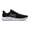 Under Armour UA Charged Pursuit 3 Big Logo Running Shoes in black and white, featuring lightweight mesh for breathability.