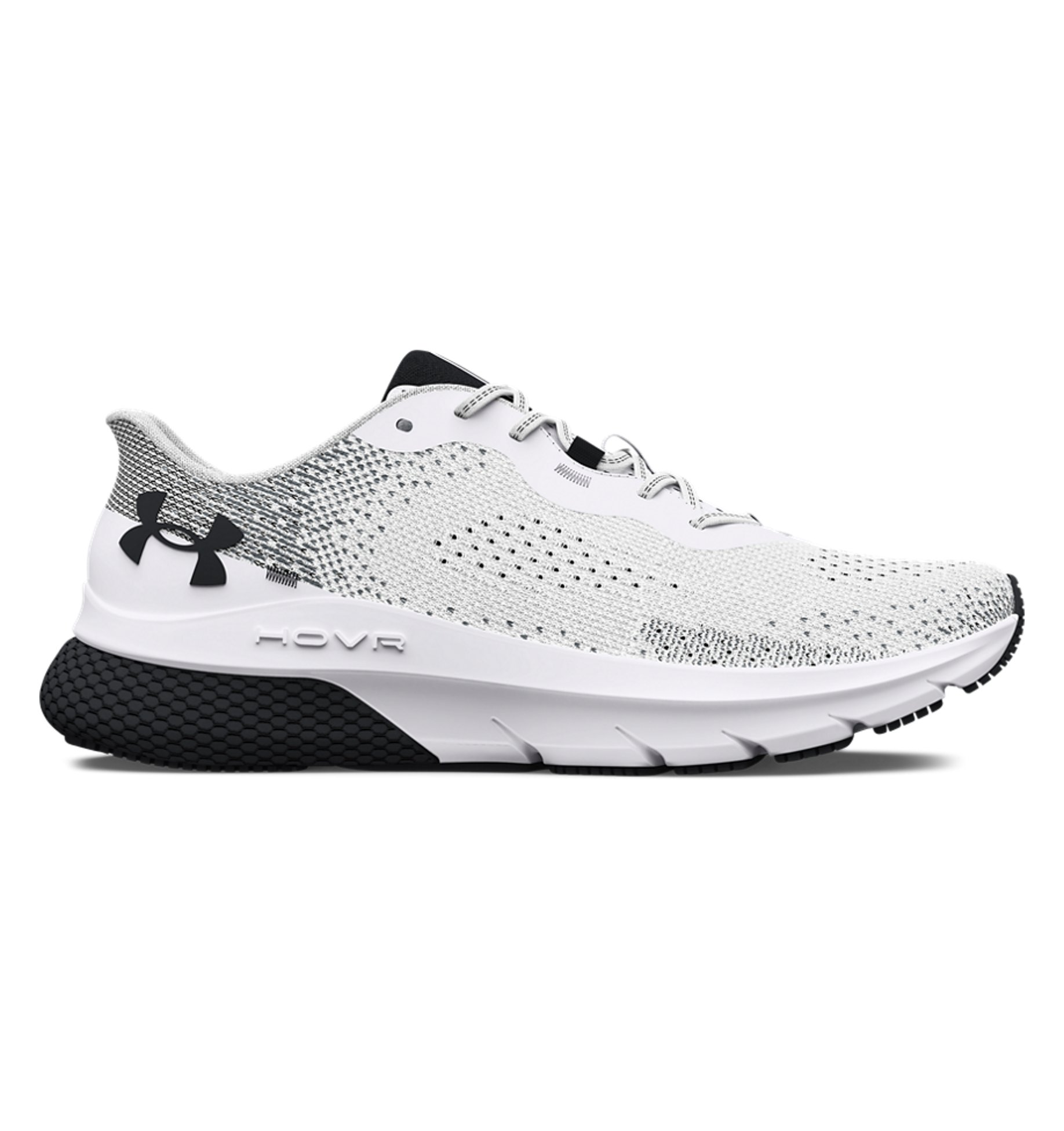 Under Armour Men's UA HOVR Turbulence 2 Running Shoes in white, featuring a breathable knit upper and responsive cushioning.