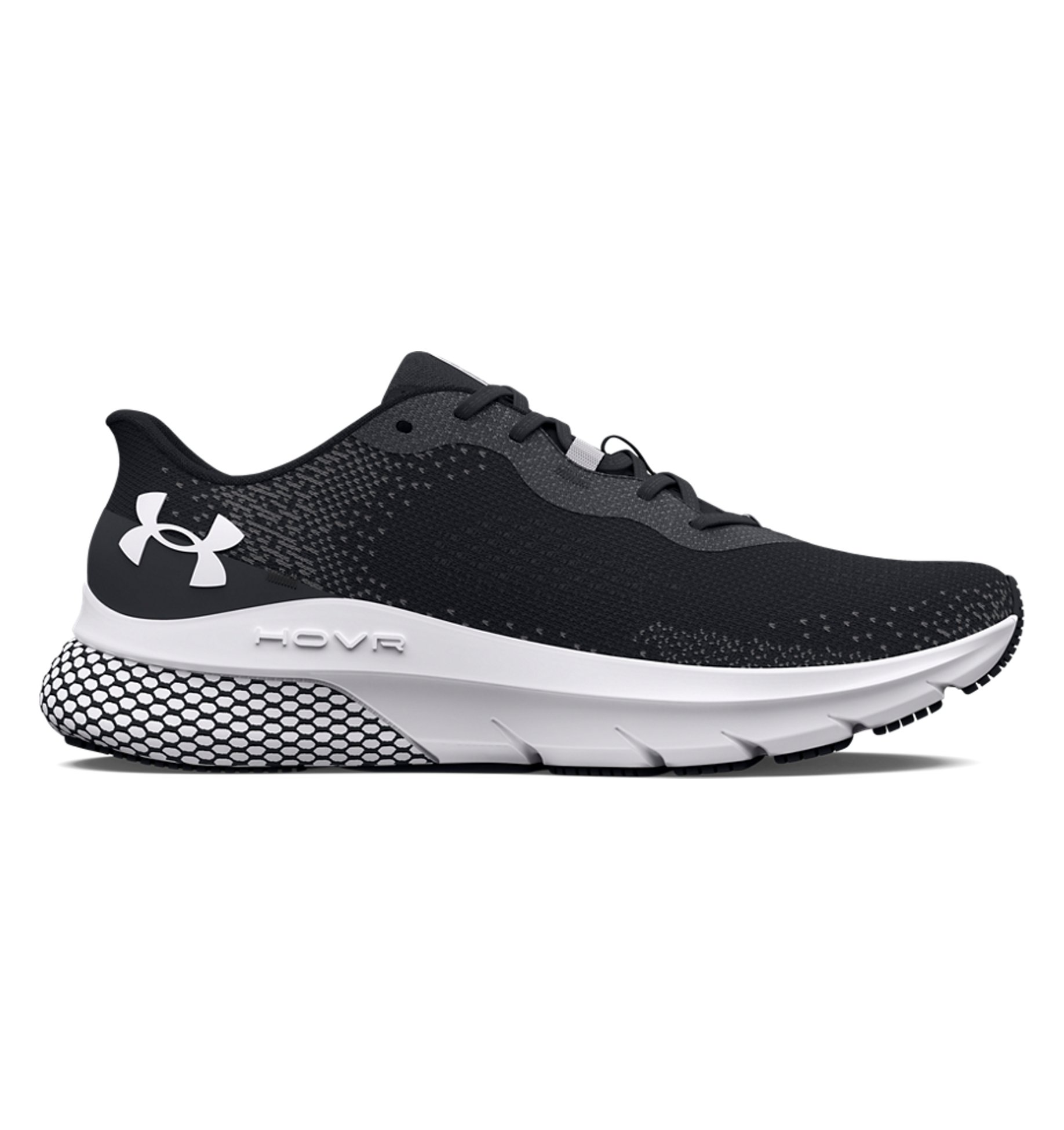 Under Armour Women's UA HOVR Turbulence 2 Running Shoes in black, showcasing breathable upper and cushioned sole for optimal comfort.