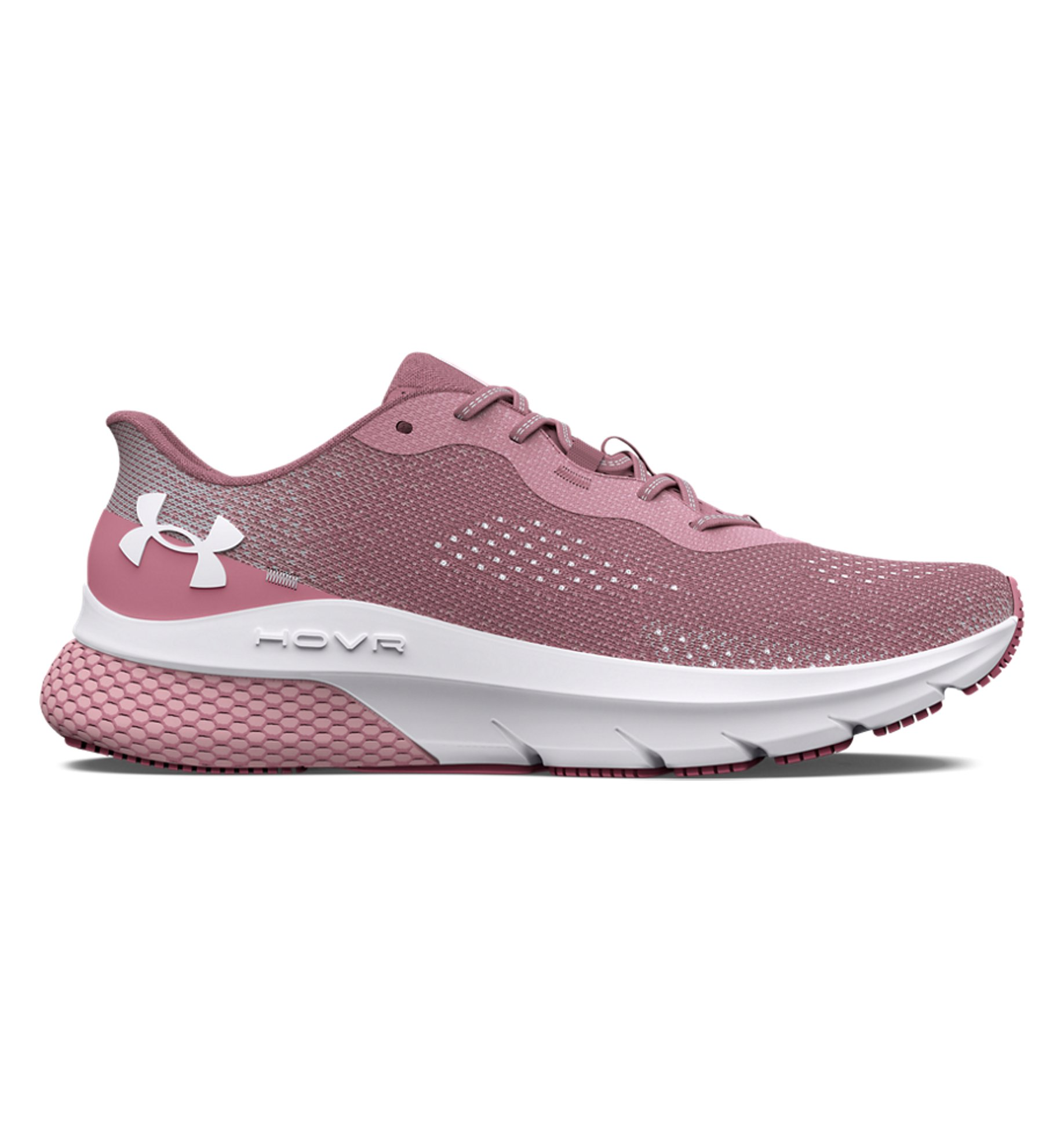 Under Armour Women's UA HOVR Turbulence 2 Running Shoes in pink, featuring breathable knit upper and responsive cushioning.