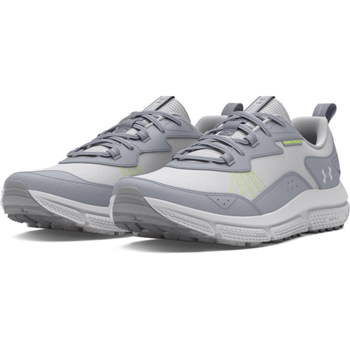 Under Armour Men's UA Charged Verssert Speckle 2 running shoes in gray with breathable upper and responsive cushioning.