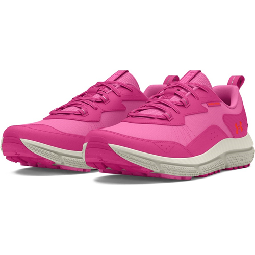 Under Armour Women's UA Charged Verssert Speckle 2 Running Shoes in vibrant pink, featuring breathable upper and durable outsole.