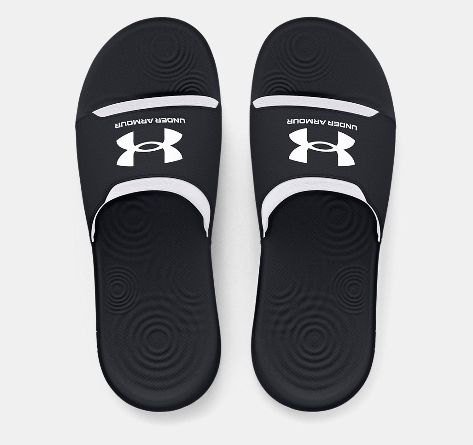 Under Armour Men's UA Ignite Select Slides in black with white logo, designed for comfort and style post-workout.