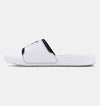 Under Armour Men's UA Ignite Select Slides in white, showcasing premium comfort and sporty design for post-workout relaxation.