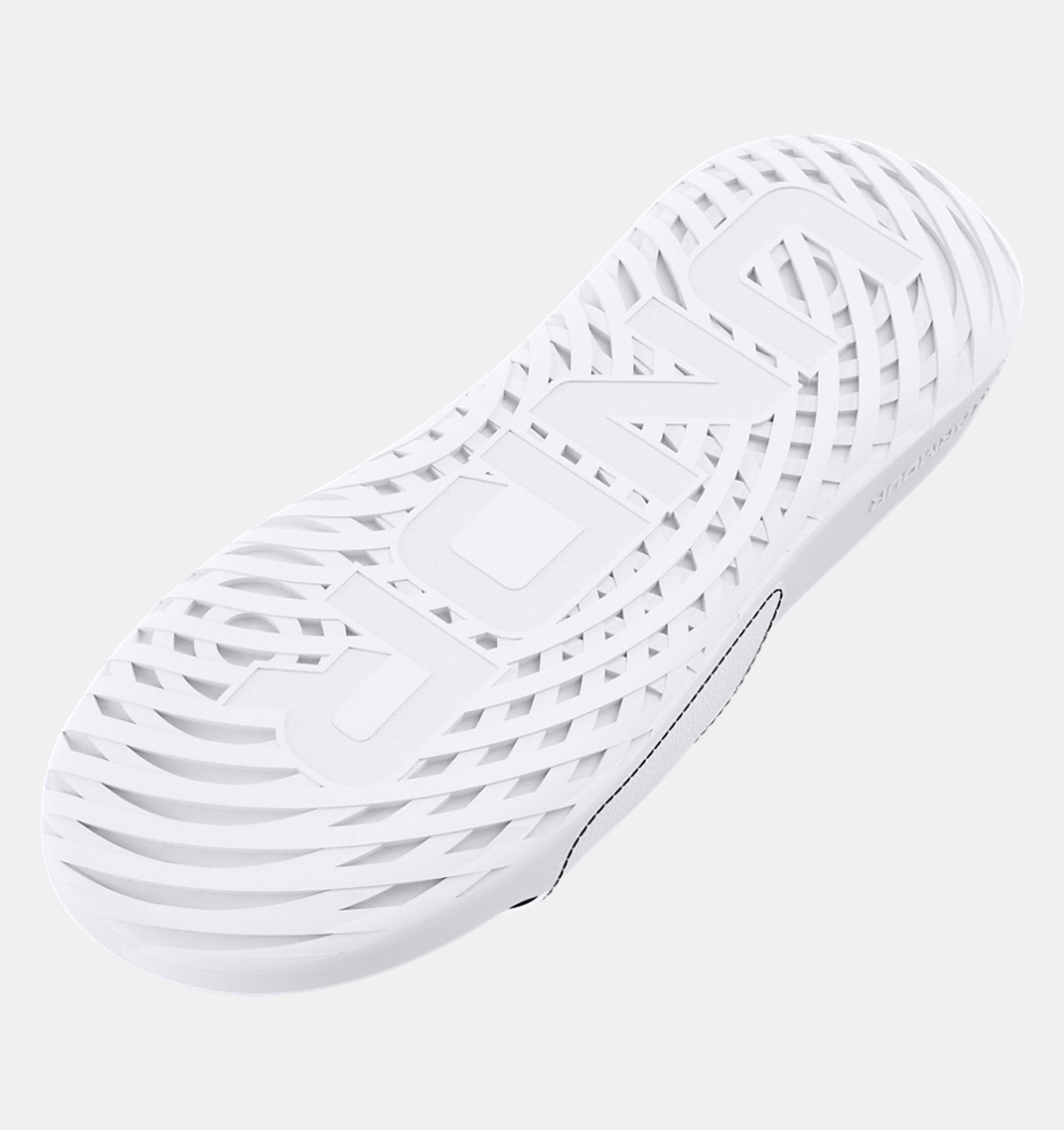 Under Armour Men's UA Ignite Select Slides white outsole with textured design for enhanced grip and comfort.